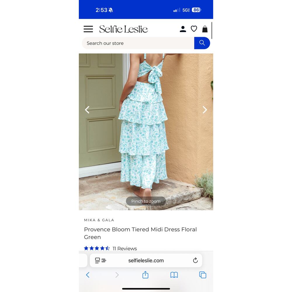Selfie Leslie Provence Bloom Tiered Midi Dress Floral Green